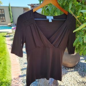 Flattering Ann Taylor Loft Brown Wrap Blouse Size Medium